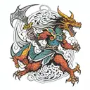 dragon slayer fighting tattoo design idea