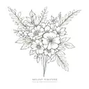 flower bouquet with may, march and December birth flower tattoo design idea