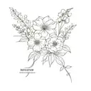 flower bouquet with may, march and December birth flower tattoo design idea