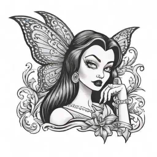 morticia addams betty boop  tattoo design idea