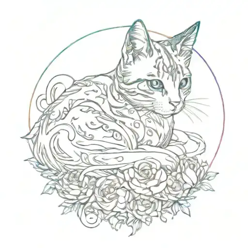 Malenia Elden Ring with bi colour cat tattoo tattoo design idea