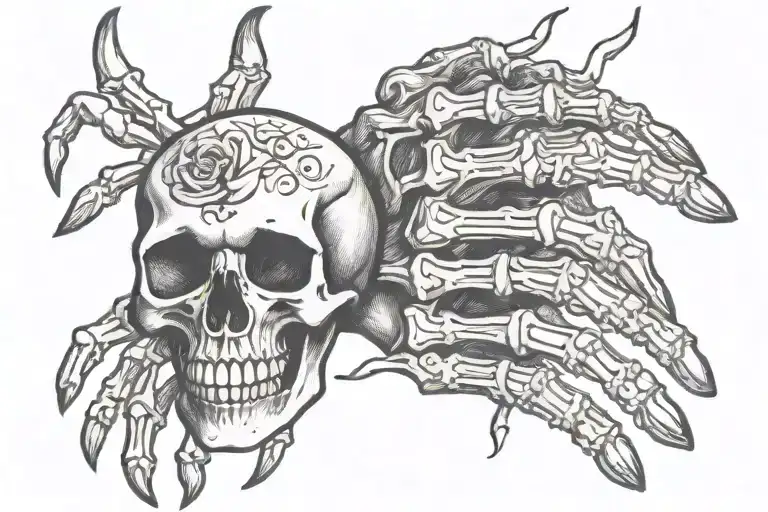 human hand and skeleton hand holding tattoo design idea