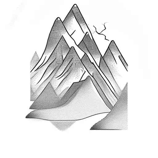 A sketch style tattoo of a majestic mountain peak with a winding river at its base, symbolizing the beauty of the north east Utah landscape tattoo design idea