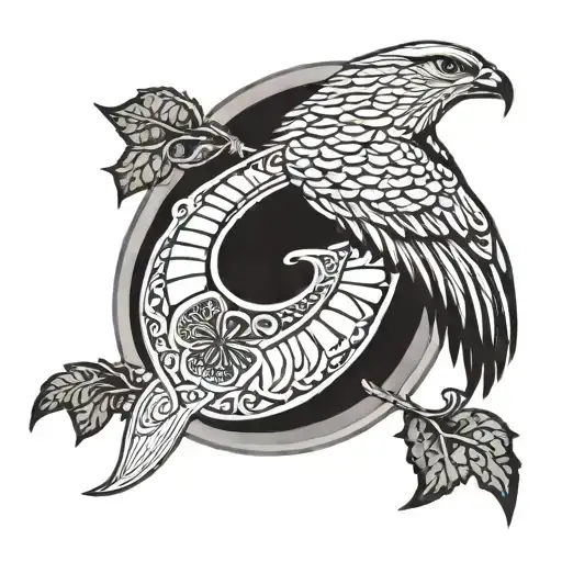 Irish harp polish falcon tattoo design idea