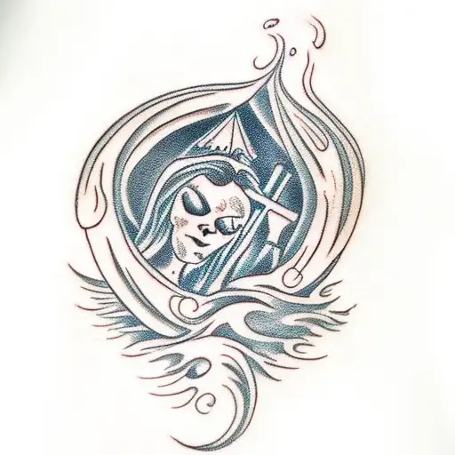 A gothic-inspired tattoo of a sleeping figure surrounded by swirling smoke tattoo design idea