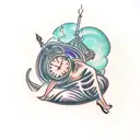 A gothic-inspired tattoo of a sleeping figure surrounded by swirling smoke tattoo design idea