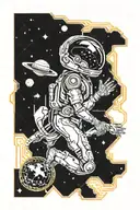space sleeve with alien and spaceman  tattoo design idea