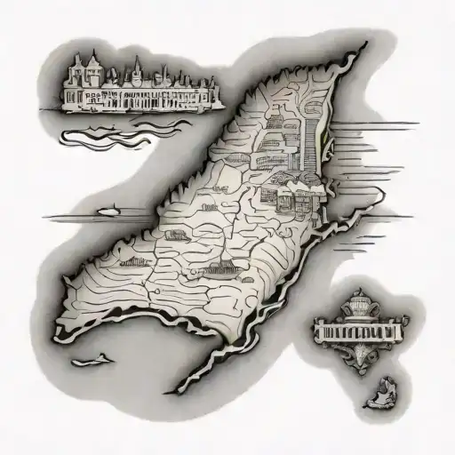 map of Mississippi River and New Orleans  tattoo design idea