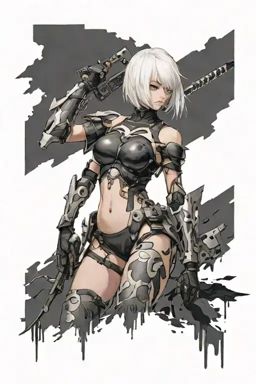Nier Automata 2B tattoo design idea