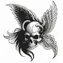 aries skull with wings behind and flames lower back tattoo design idea
