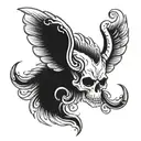 aries skull with wings behind and flames lower back tattoo design idea