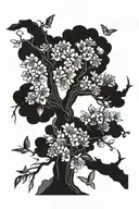 cherry blossom tree tattoo design idea