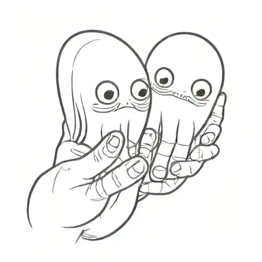 matching best friend funny aliens one tall and one is short giving each other knuckles.  tattoo design idea