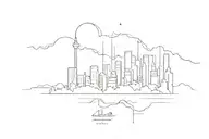 modern city scape after earthquake tattoo design idea