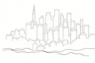 modern city scape after earthquake tattoo design idea