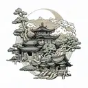 Taichung city scape after earthquake tattoo design idea