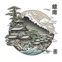 Taichung city scape after earthquake tattoo design idea