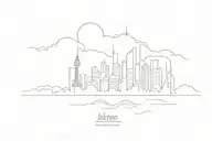 modern city scape after earthquake tattoo design idea