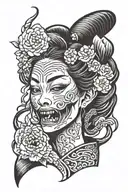 geisha zombie bite tattoo design idea