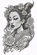geisha zombie bite tattoo design idea