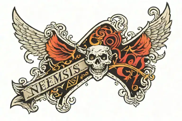 nemesis letters tattoo design idea