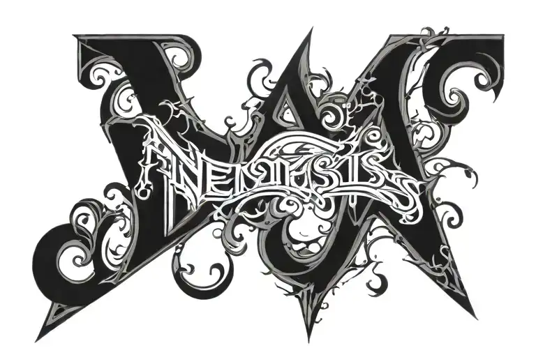 nemesis letters tattoo design idea