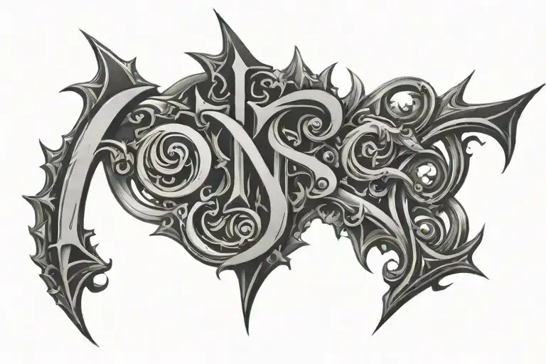 nemesis letters tattoo design idea