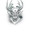 A mischievous Krampus riding a sleigh pulled by demonic reindeer tattoo design idea