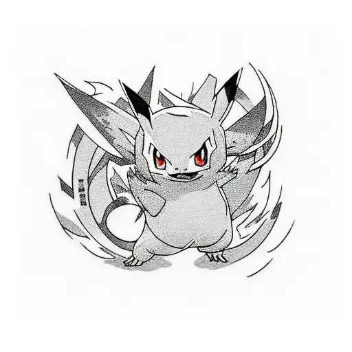 Japanese Pokemon Fantasma Tattoo Idea - BlackInk AI