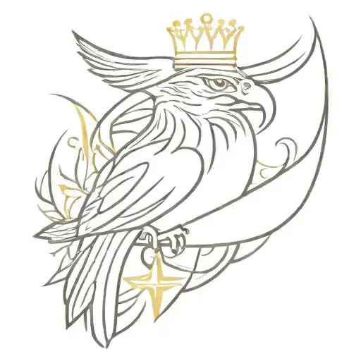 hawk cross crown tattoo design idea