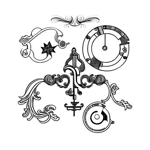 Delicate key and lock design tattoo design idea