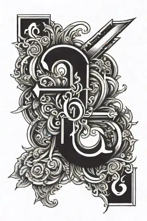 cross with the number 6 in cyber sigilism tattoo tattoo design idea