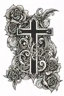 cross with the number 6 in cyber sigilism tattoo tattoo design idea