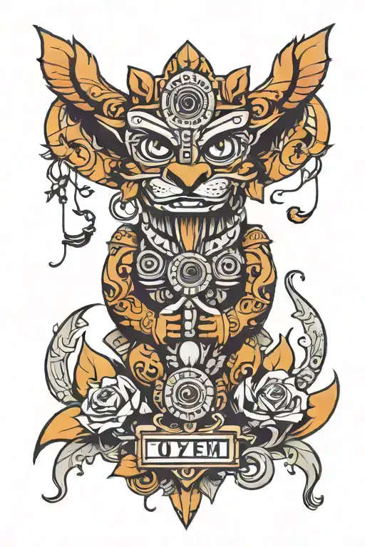 totem style tattoo incorporating perezoso tattoo design idea