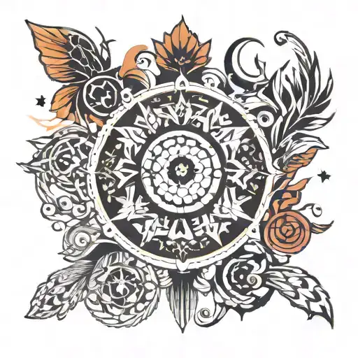 mix of element representing different aspects tattoo design idea