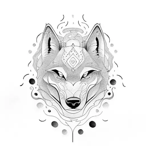 Yin and Yang lone wolf tattoo design idea