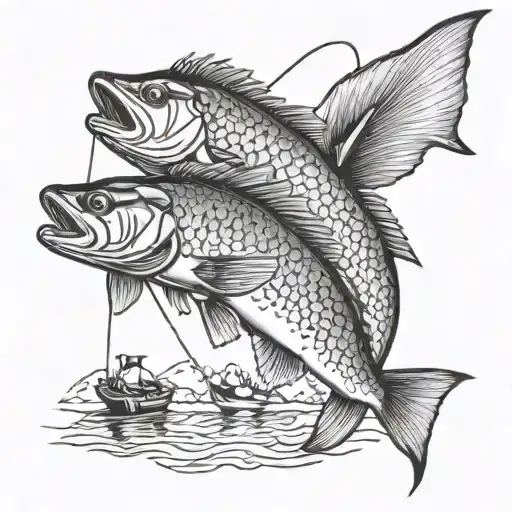 ice fishing scene tattoo design idea