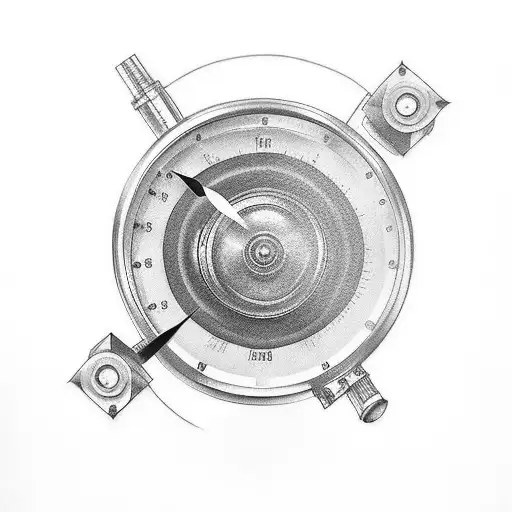 Design a tattoo showcasing a turbocharger with a prominently redlined rpm gauge tattoo design idea