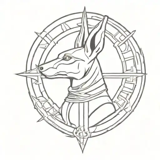 anubis holding ankh cross tattoo design idea