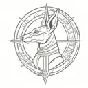 anubis holding ankh cross tattoo design idea