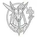 anubis holding ankh cross tattoo design idea