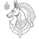 anubis holding ankh cross tattoo design idea