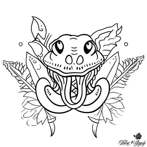 dagger with a snake on it and some little flowers tattoo design idea