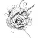dagger with flowers and snake tattoo design idea