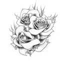 dagger with flowers and snake tattoo design idea