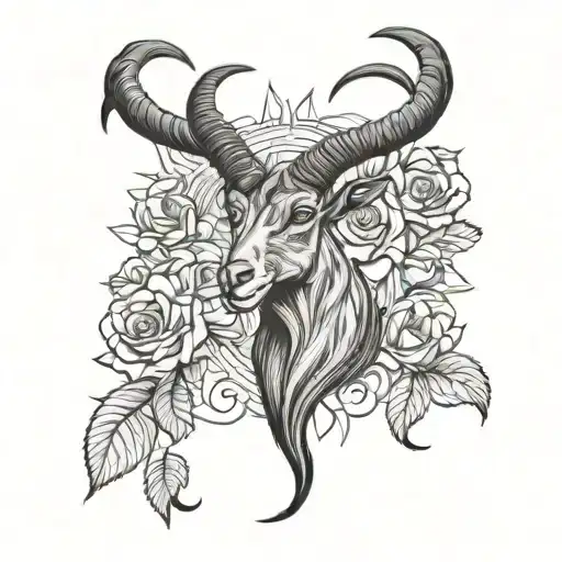 ibex sun and roses tattoo design idea