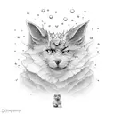 depressive-anxiety personality disorder, the animal personifying this disorder, tears, clouds, cuts tattoo design idea