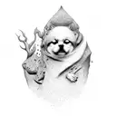depressive-anxiety personality disorder, the animal personifying this disorder, tears, clouds, cuts tattoo design idea