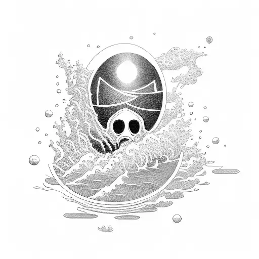 submarine emerging from a wave  tattoo design idea