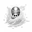 submarine emerging from a wave  tattoo design idea